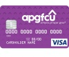 A P G F C U Visa card in violet color