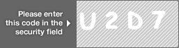 captcha code for visual authentication  letter U number 2 letter D number 7